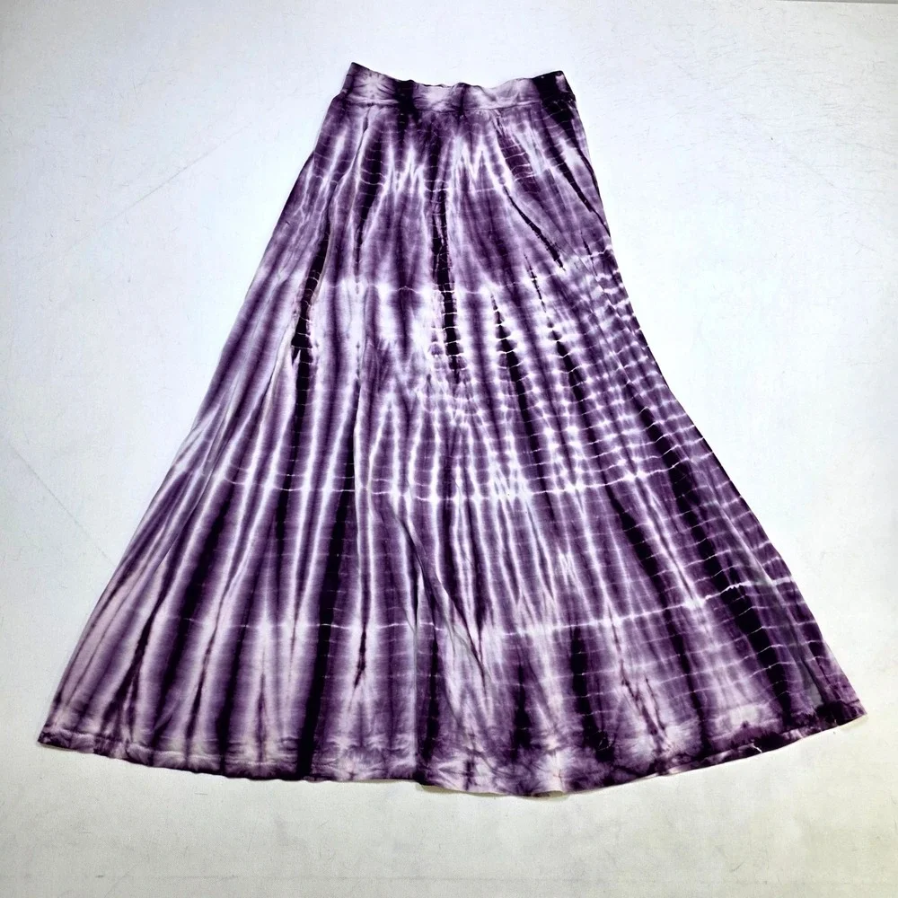 Tryst by Matthew Maxi Skirt Womens Small Purple Tie Dye Boho Flowy USA Made